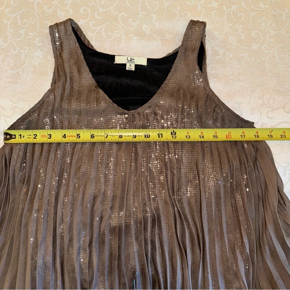 Ya Los Angeles Sleeveless Pleated Sheer Top with Sequin Lining - Picture 13 of 15